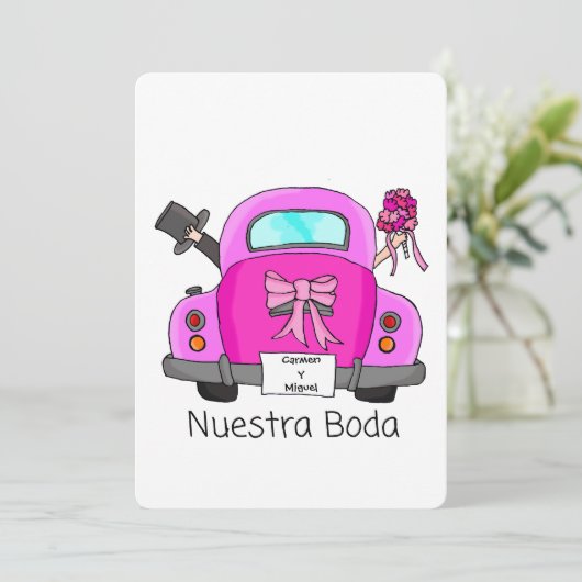 Nuestra Boda - Spaanse trouwuitnodiging Kaart (Staand voorkant)