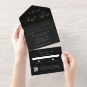 Nuestra Boda Spanish Language Black Script Wedding All In One Uitnodiging (Uittrekbaar)