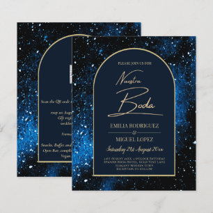 NUESTRA BODA Sterrennacht Navy Blue Gold INVITE