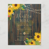 NUESTRA BODA Sunflower Rustic Wood INVITE Flyer (Voorkant)