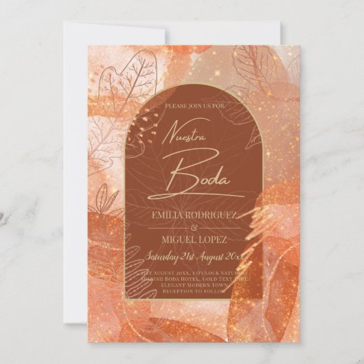 NUESTRA BODA Terracotta FALL Wedding Invite Kaart (Voorkant)