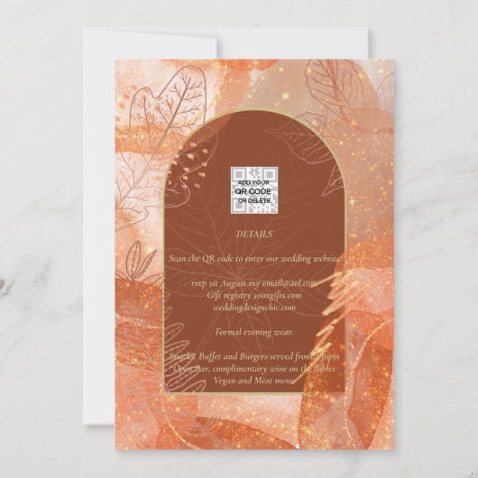 NUESTRA BODA Terracotta FALL Wedding Invite Kaart (Achterkant)