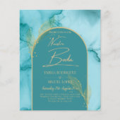 NUESTRA BODA Turquoise Blauwgroen Gold Wedding INV (Voorkant)