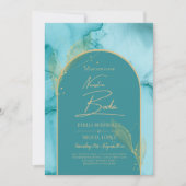 NUESTRA BODA Turquoise Blauwgroen Gold Wedding INV Kaart (Voorkant)