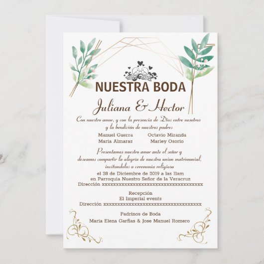 Nuestra Boda Uitnodiging (Voorkant)