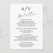 Nuestra Boda Wedding Details Elegante Informatiekaartje (Voorkant)
