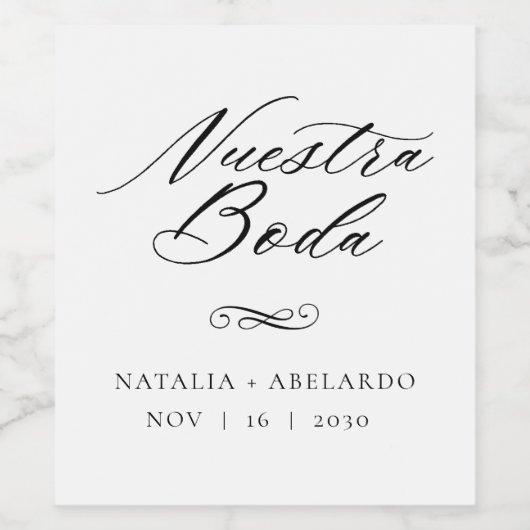 Nuestra Boda-wijnlabels Wijn Etiket (Enkel label)