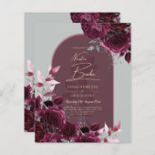 NUESTRA BODA Wine Red Roses INVITACTIONS (Voorkant / Achterkant)