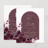 NUESTRA BODA Wine Red Roses INVITACTIONS (Voorkant / Achterkant)