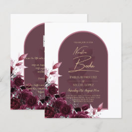 NUESTRA BODA Wine Red Roses INVITACTIONS