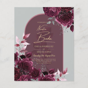 NUESTRA BODA Wine Red Roses INVITACTIONS Flyer