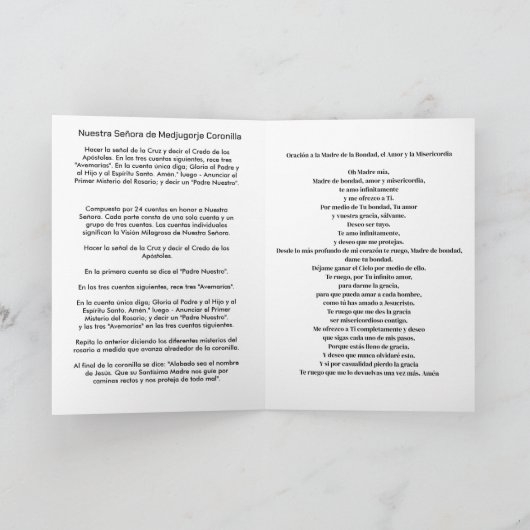 Nuestra Señora Medjugorje Kaart (Binnen)