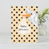 Nuetral gepersonaliseerde Stork Baby shower uitnod Kaart (Staand voorkant)