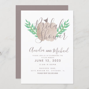 Nuetral Pumpkin Brown Beige Greenery Vrijgezellenf Kaart