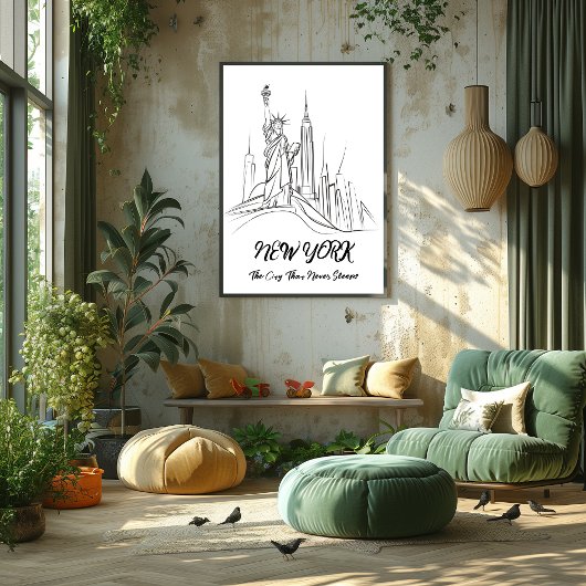 Nueva York: La Ciudad que Nunca Duerme Arte Lineal Perfect Poster