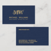 Nuevo azul marino de oro tarjeta de visita visitekaartje (Voorkant / Achterkant)