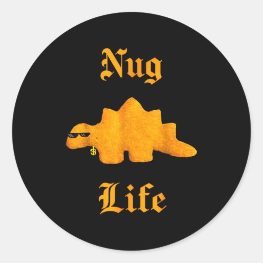 Nug Life Dinosaur Chicken Nugget Funny Retro  Ronde Sticker (Voorkant)