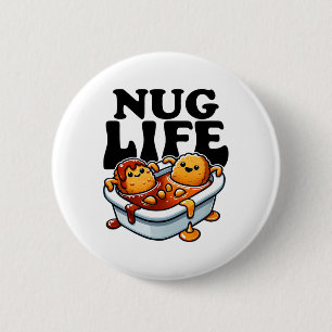 Nug Life Funny Chicken Nuggets in BBQ Sauce Cartoo Ronde Button 5,7 Cm