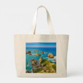 Nugget Point-eilandjes, Nieuw-Zeeland Grote Tote Bag (Achterkant)