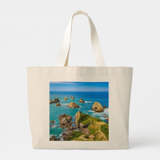 Nugget Point-eilandjes, Nieuw-Zeeland Grote Tote Bag (Achterkant)