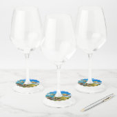 Nugget Point-eilandjes, Nieuw-Zeeland Wijnglaslabel (Set)