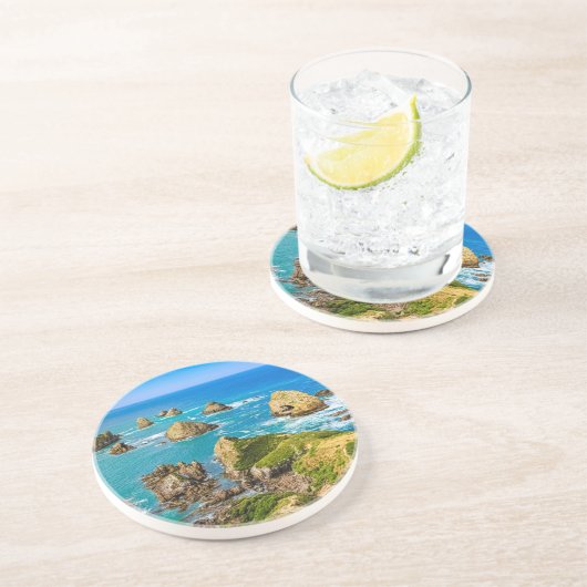 Nugget Point-eilandjes, Nieuw-Zeeland Zandsteen Onderzetter (Zijkant)