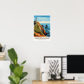 Nugget Point Lighthouse Nieuw-Zeeland Reizen Vinta Poster (Thuiskantoor)