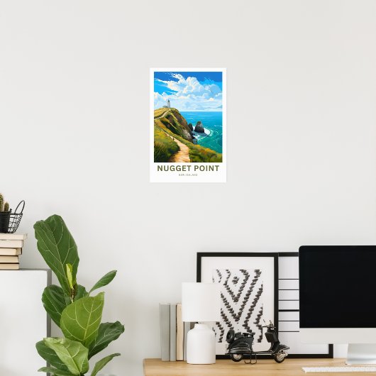 Nugget Point Nieuw-Zeeland Reisprint Poster (Thuiskantoor)