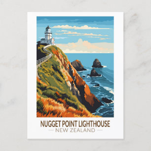 Nugget Point Vuurtoren Nieuw-Zeeland Reizen  Briefkaart
