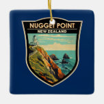 Nugget Point Vuurtoren Nieuw-Zeeland Reizen  Keramisch Ornament<br><div class="desc">Nugget Point Vuurtoren vector kunstwerk. De vuurtoren van Nugget Point is een vuurtoren in de Otago-regio van het Zuidereiland van Nieuw-Zeeland.</div>