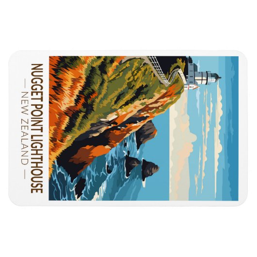 Nugget Point Vuurtoren Nieuw-Zeeland Reizen Magneet (Horizontaal)