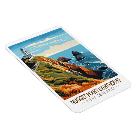 Nugget Point Vuurtoren Nieuw-Zeeland Reizen Magneet (Rechterzijde)