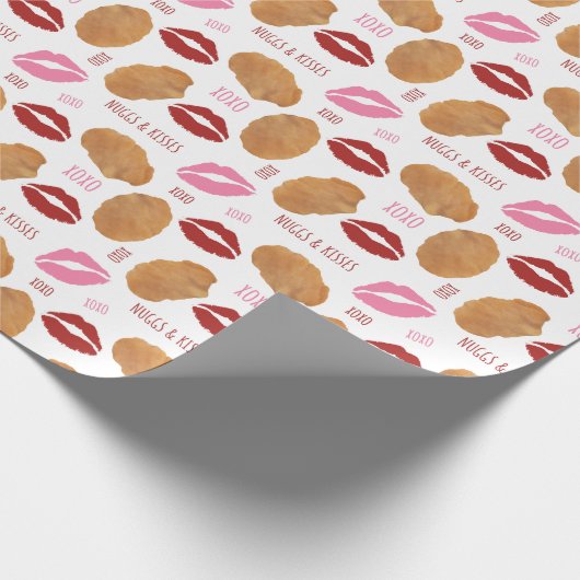 Nuggs & Kisses Chicken Nugget XOXO Valentijn Lips Cadeaupapier (Hoek)