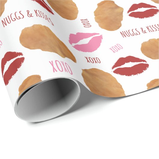 Nuggs & Kisses Chicken Nugget XOXO Valentijn Lips Cadeaupapier (Rol Hoek)