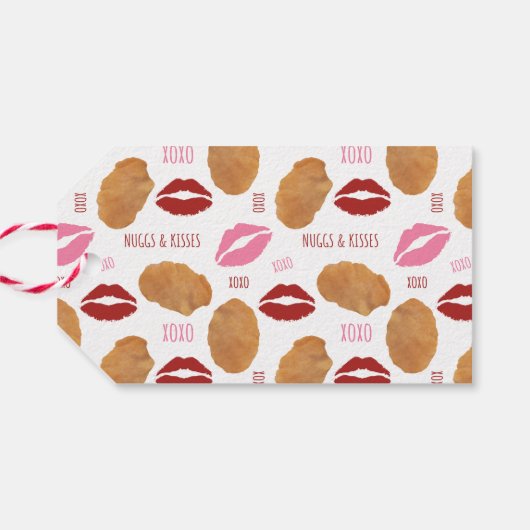 Nuggs & Kisses Kip Nugget Punny Valentijn Cadeaulabel (Achterkant Horizontaal)