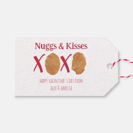 Nuggs & Kisses Kip Nugget Punny Valentijn Cadeaulabel (Voorkant (Horizontaal))