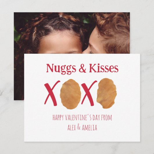 Nuggs & Kisses Kip Nuggets Pun Valentijn Foto Briefkaart (Voorkant / Achterkant)
