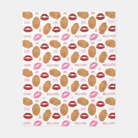 Nuggs- & Kisses Lips Valentijns Patroon Fleece Deken (Voorkant)