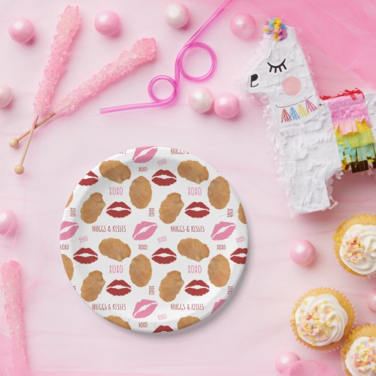 Nuggs & Kisses XOXO Lips Pattern Valentijn Papieren Bordje (Feest)