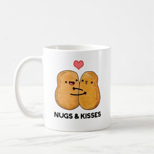Nugs en Kisses Funny Chicken Nugget Pun Koffiemok (Links)