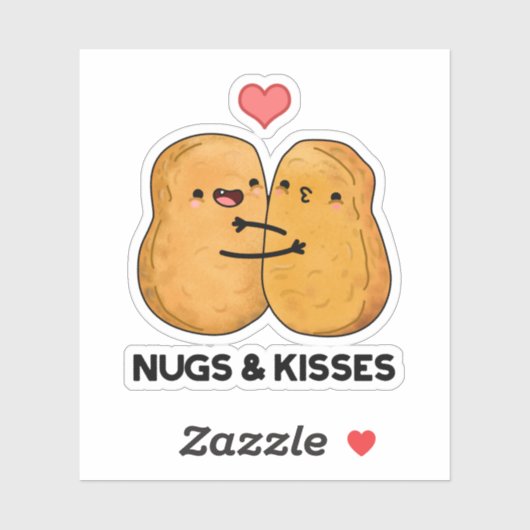 Nugs en Kisses Funny Chicken Nugget Pun Sticker (Vel)