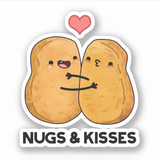 Nugs en Kisses Funny Chicken Nugget Pun Sticker (Voorkant)