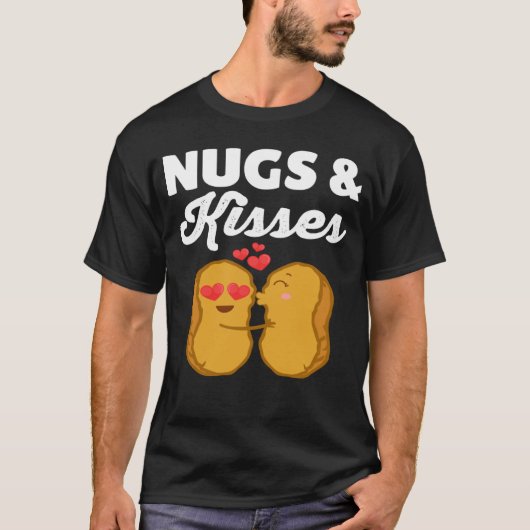 Nugs en kussen kip nuggets voedsel t-shirt (Voorkant)