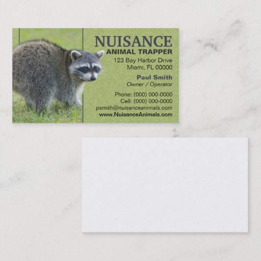 Nuisance Animal Trapper Visitekaartje (Voorkant / Achterkant)