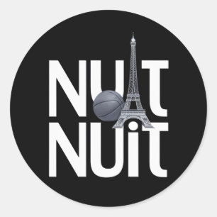 Nuit Nuit Basketbal Nacht Frans Woord Parijs Toren Ronde Sticker