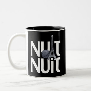 Nuit Nuit Basketbal Nacht Frans Woord Parijs Toren Tweekleurige Koffiemok