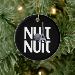 Nuit Nuit Basketbal Nacht Franse Woord Paris Toren Keramisch Ornament