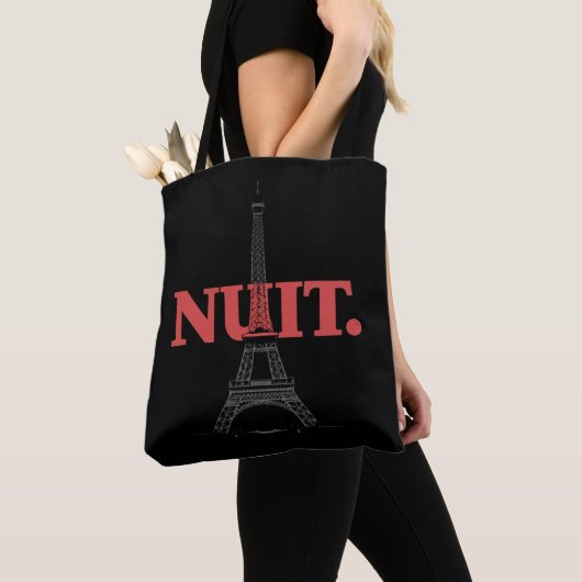 Nuit Nuit Night Franse woorden Paris Tower Tote Bag (Dichtbij)