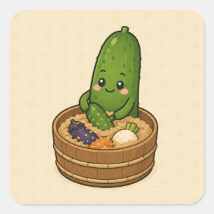 Nukazuke Komkommer Vierkante Sticker