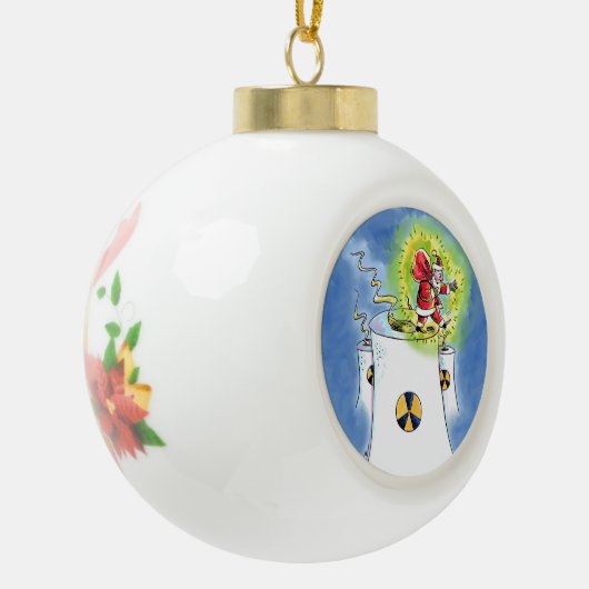 Nuked Santa Claus keramische kerstbal ornament (Links)